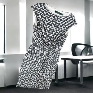 Lauren Ralph Lauren Dress Women 6 Geometric Twist Knot Sleeveless Career Stretch